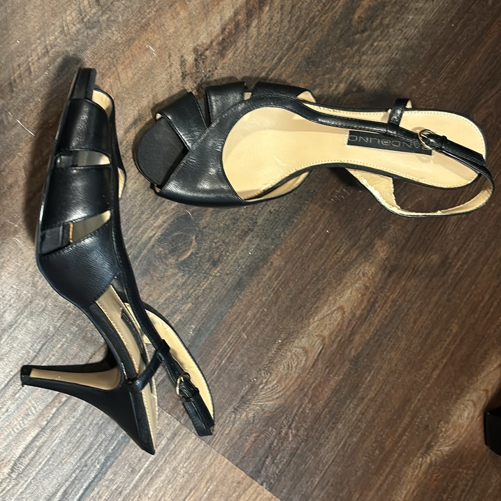 Bandolino Heels Black Color Open Toe Skinny Heel Ankle Strap